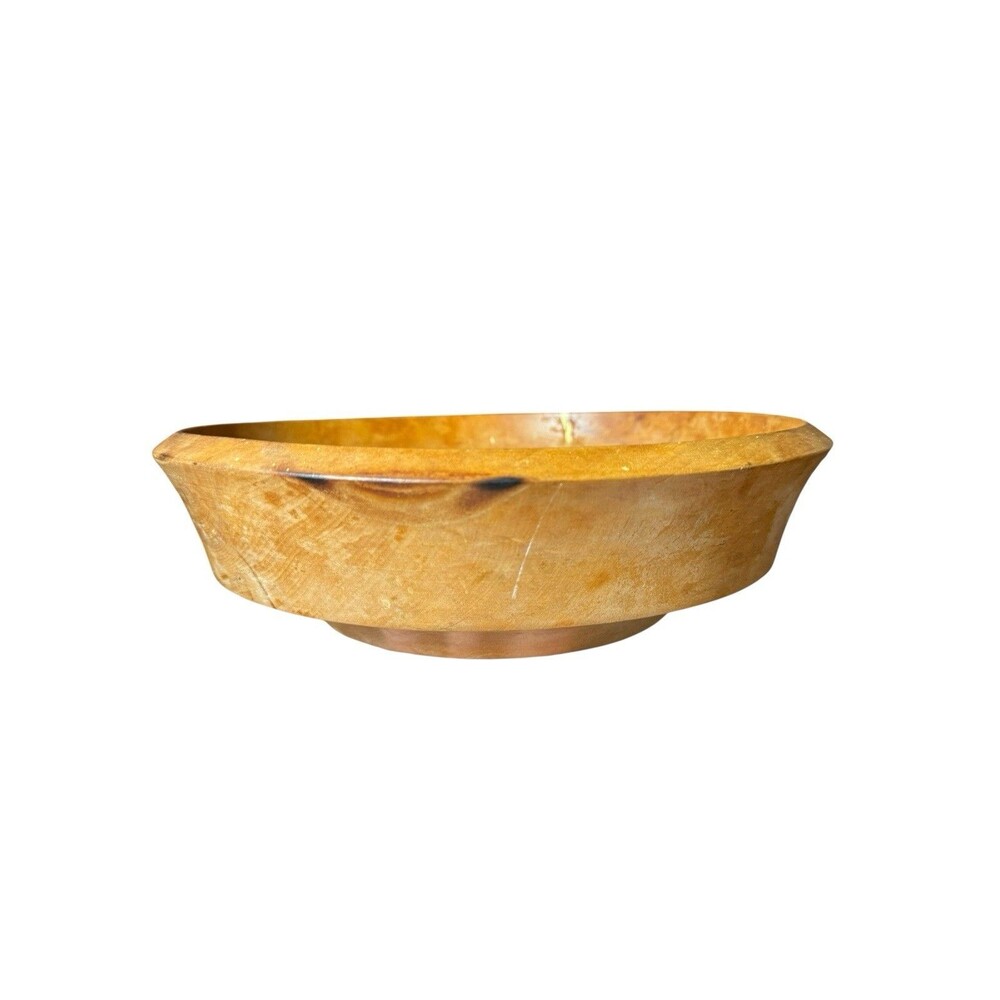 Vintage Woodpecker Woodware Hand Made in Japan MCM Wood Serving Bowl 10.5”